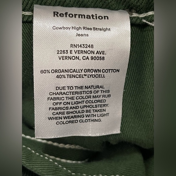 Reformation Cowboy High Rise Straight Jeans Emerald Green Size 24 - Picture 10 of 12